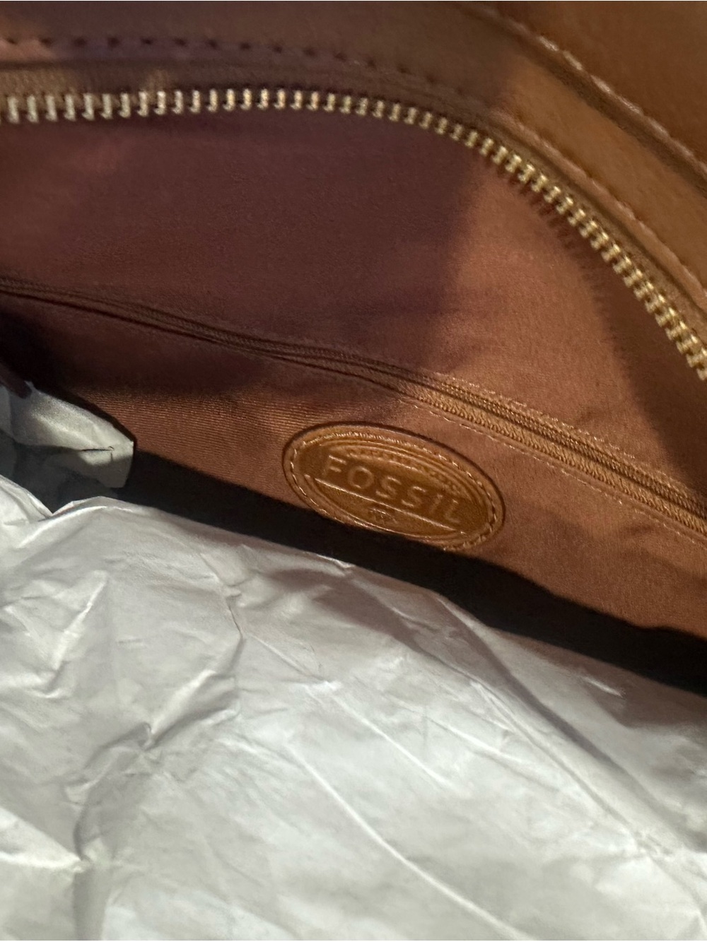 Fossil Leather Tote in Cognac Brown - Picture 3 of 7